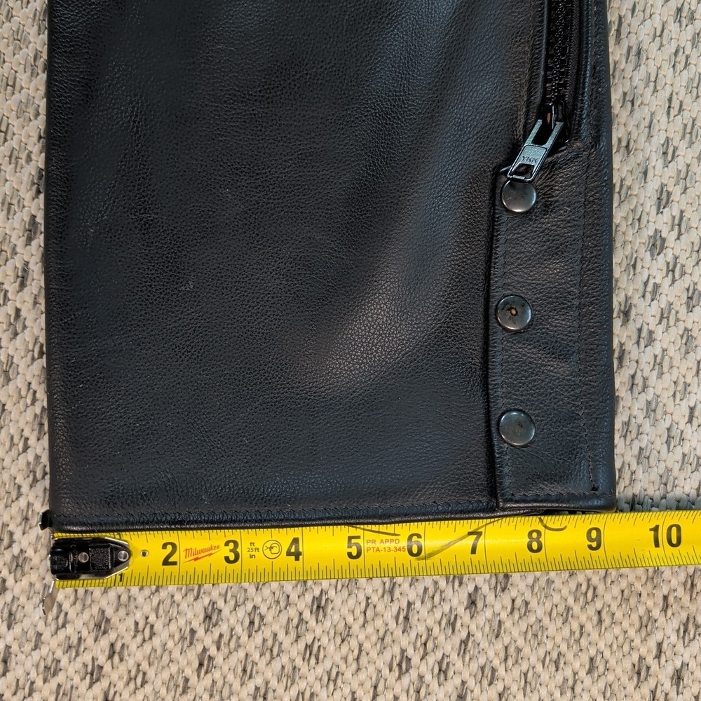 Vtg 90s JUST LEATHER Black Motorcycle CHAPS Handmade USA Mens Large 36-40x35 EUC - Picture 9 of 16